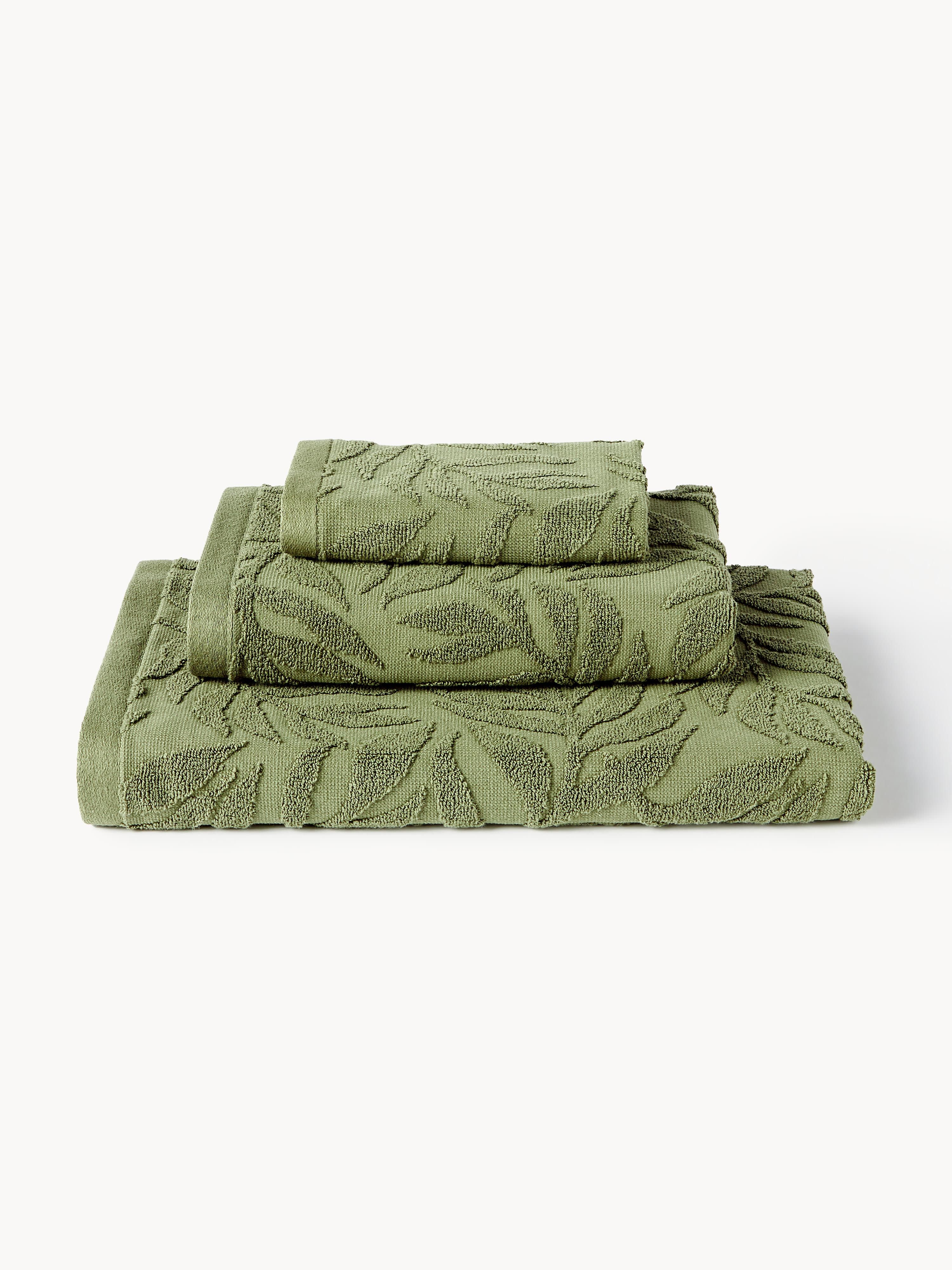High-Low handdoekenset Leaf, in verschillende setgroottes