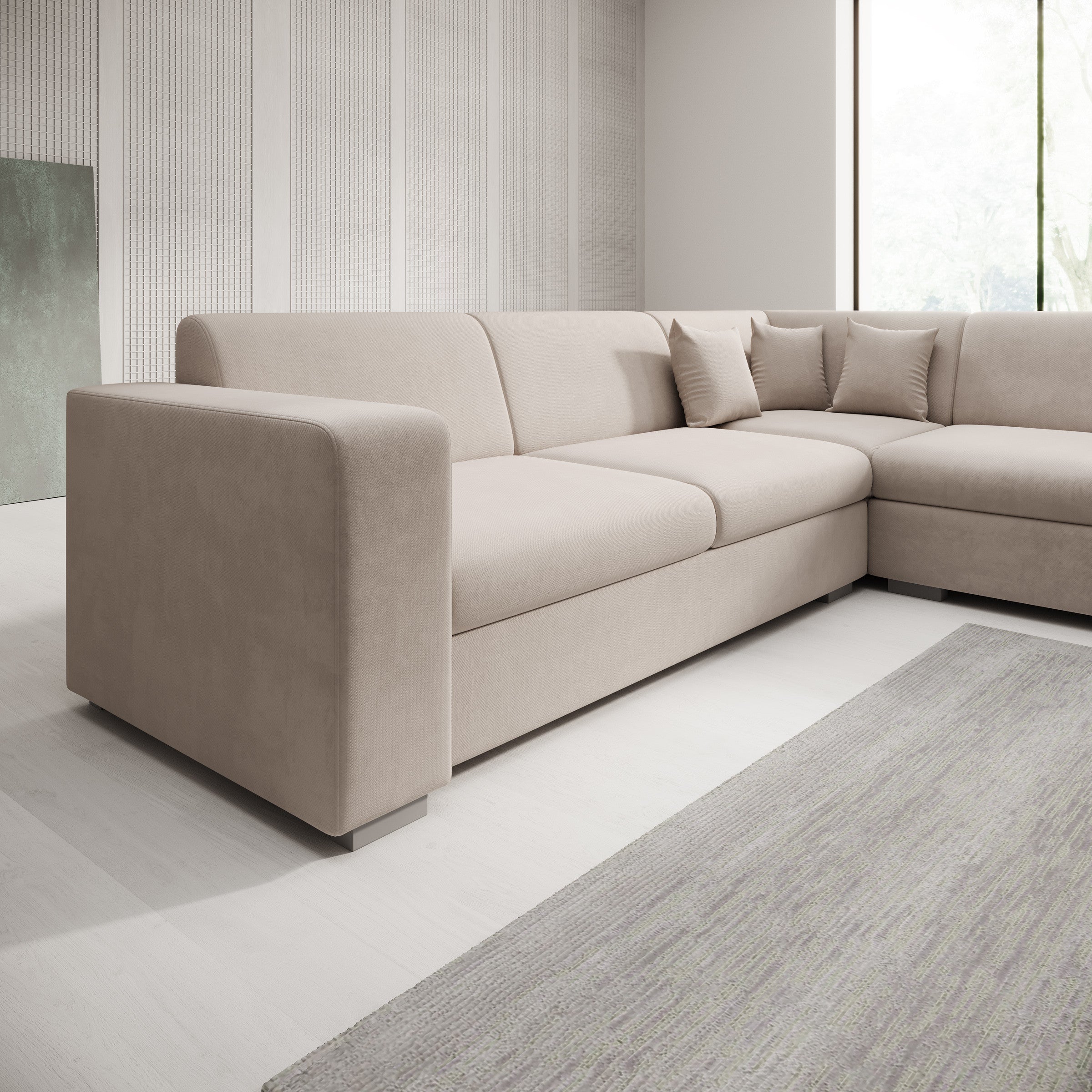 Santana - Hoekbank 4-zits - Stof beige - Rechts