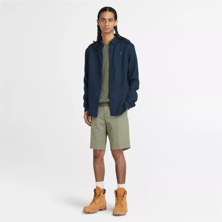 Chemise en lin Mill Brook pour homme en bleu foncé