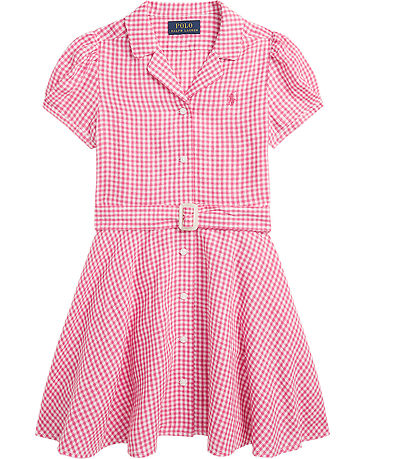 Polo Ralph Lauren Kjole - Gingham - H?r - Pink/Hvidternet