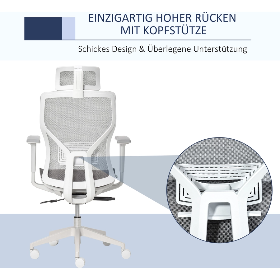 Vinsetto Bürostuhl ergonomisch geformt, high-end gaslift Grau