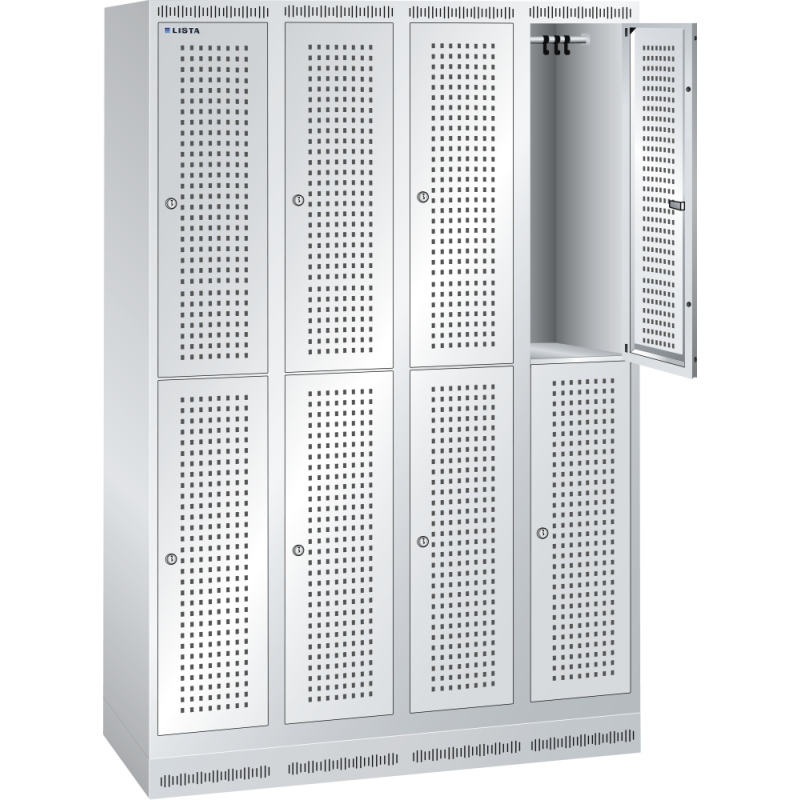 Armoire-vestiaire Lista 2 niveaux - L 30 cm par compartiment - Gris clair RAL 7035