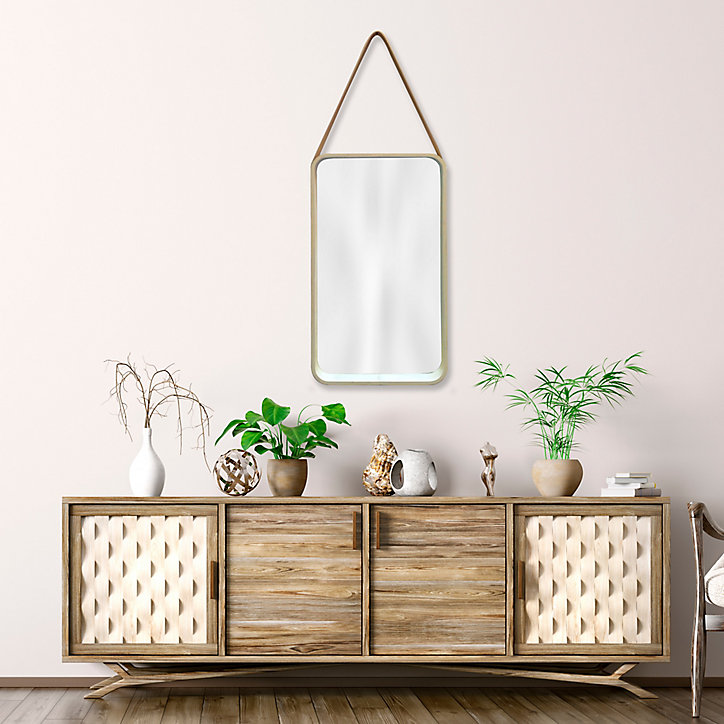 Miroir mural à lanière 30 x 50 cm naturel