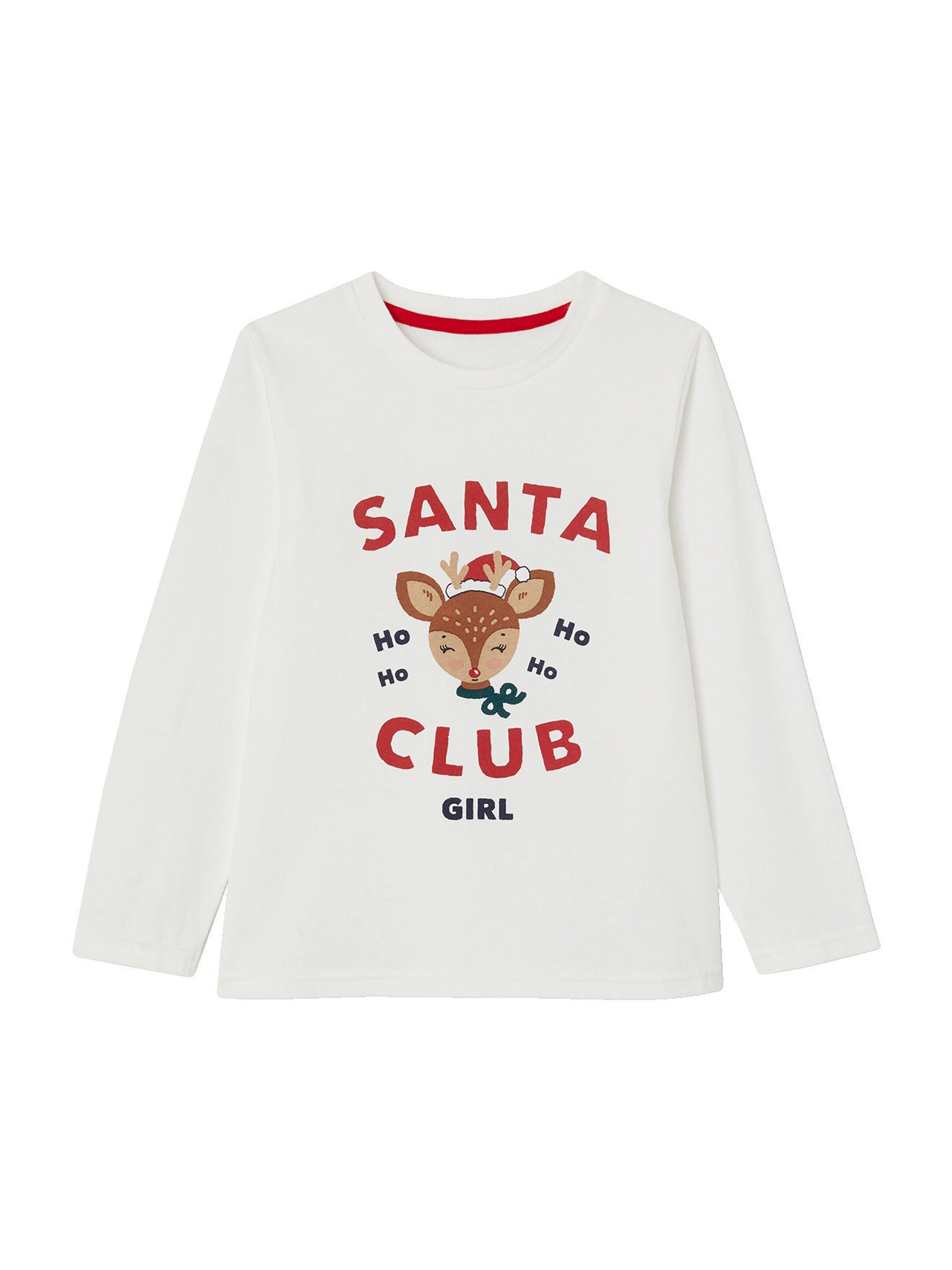 Vertbaudet Mädchen Schlafanzug SANTA CLUB, Capsule Collection FAMILY wollweiß