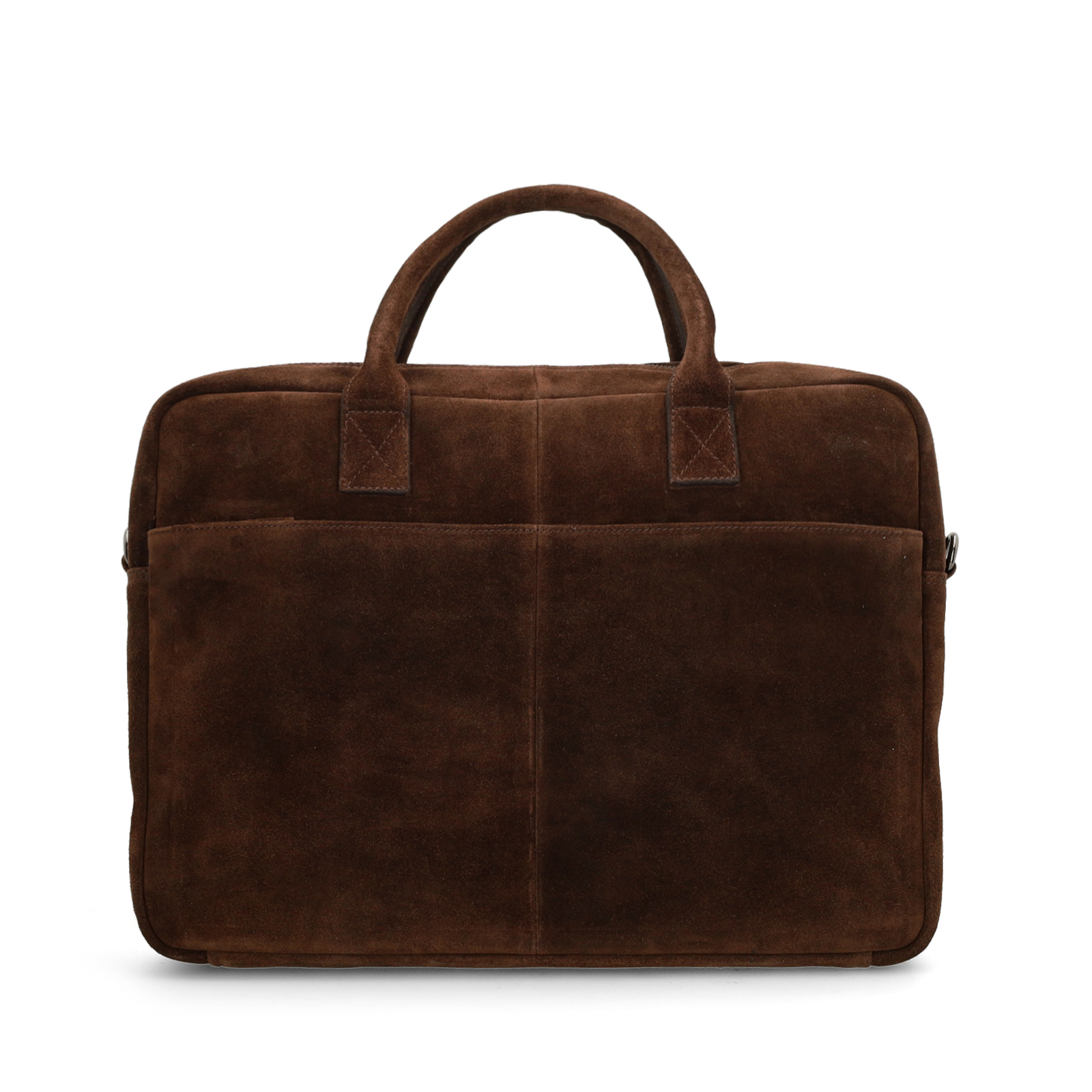 18 inch donkerbruine suède laptoptas