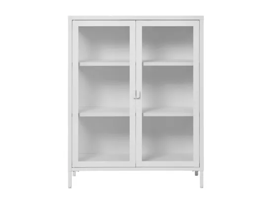 Brisbane - Vaisselier en verre et métal H101,5cm - Blanc