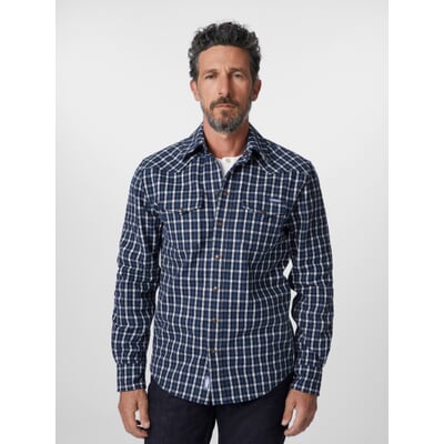 Herren-Flanellhemd kariert, Blau-Weiß