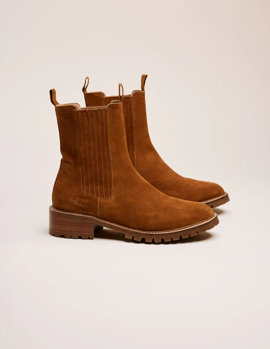 Bottines plates Dorianne - Suède ambre