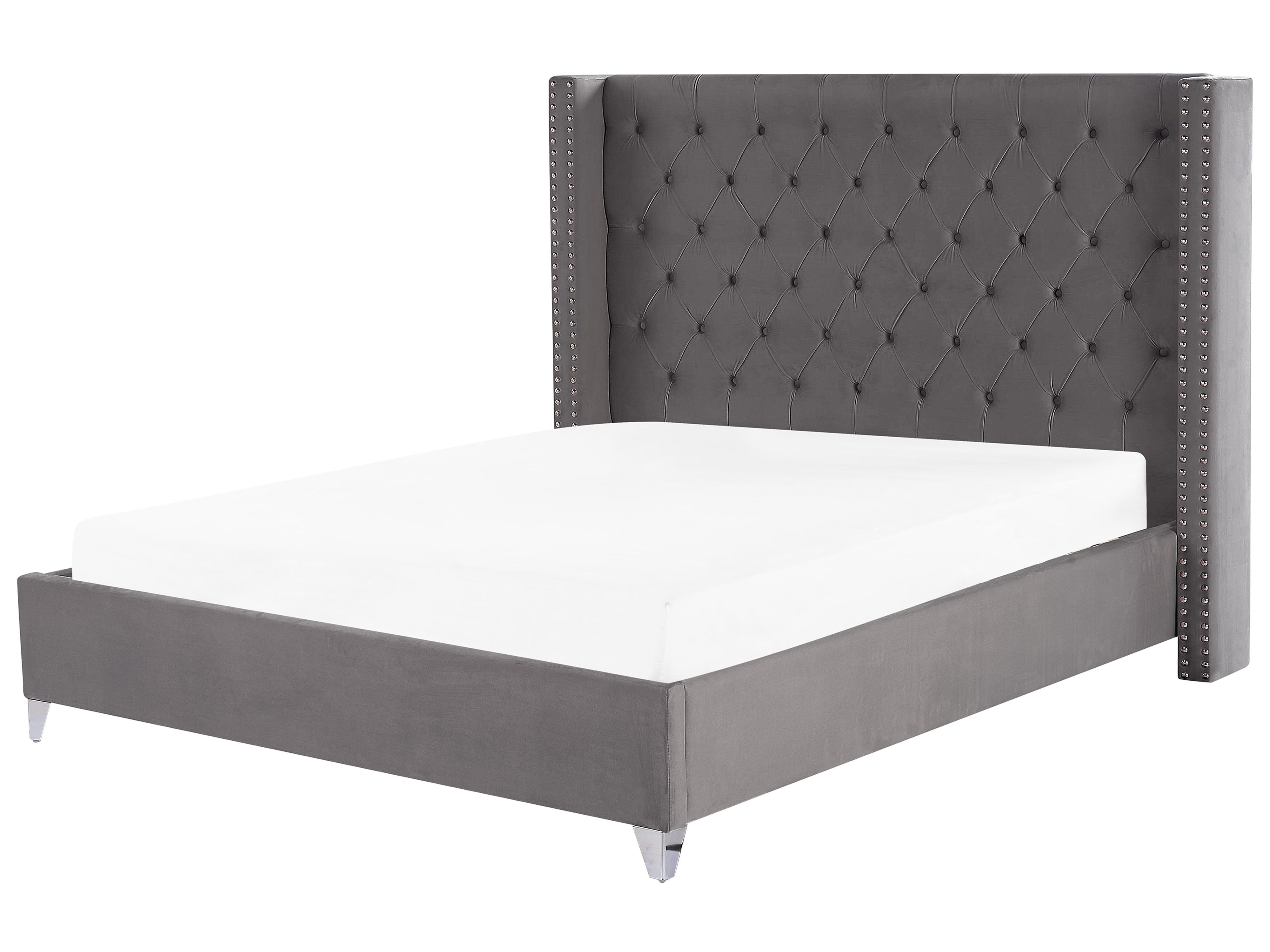 Bed Fluweel LUBBON 180 x 200 cm Grijs