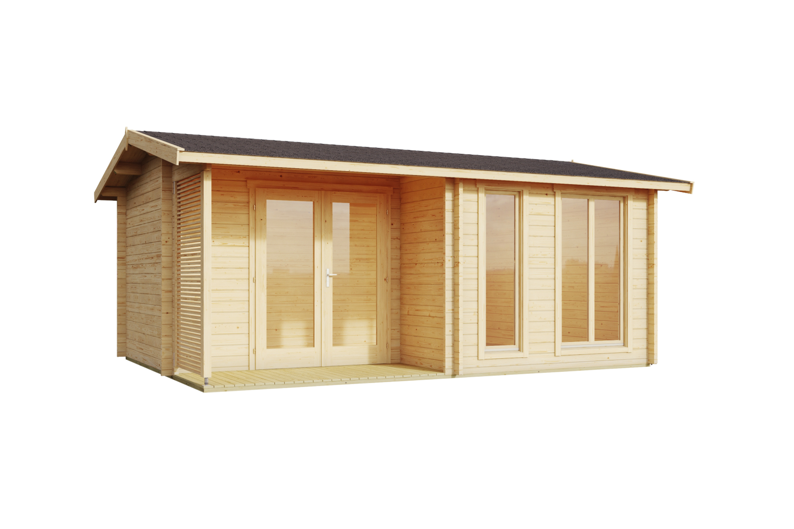 Gartenhaus BRIGHTON 44 - natur - Fichte massiv - 520x370 cm