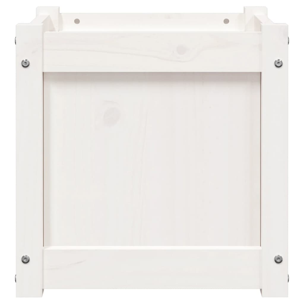 Jardinière blanc 40x40x40 cm bois de pin massif