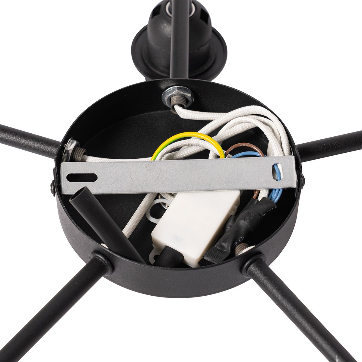 Plafondlamp zwart met gouden binnenkant 6-lichts - Multidrum