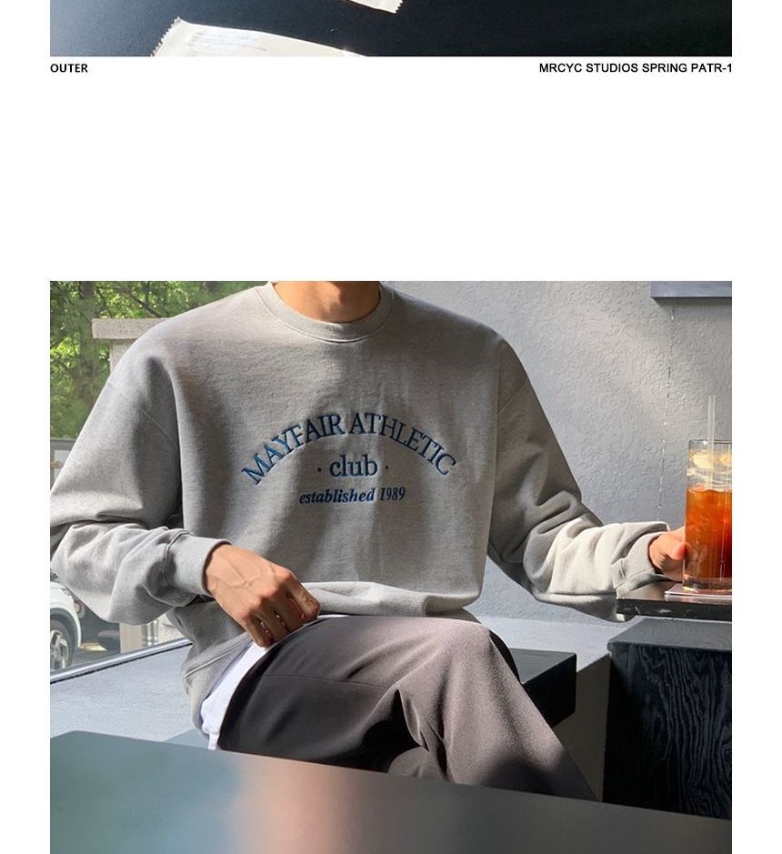 MRCYC - Sweatshirt met lange mouwen, ronde hals en geborduurde letters
