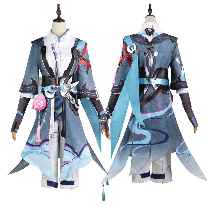 Custaplayu - Honkai Star Rail Yanqing Cosplay Kostuum / Pruik / Applique Chunky Heel Boots / Set