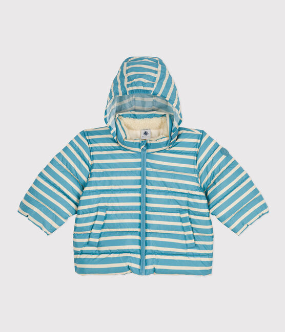 Doudoune rayée capuche rétractable bébé