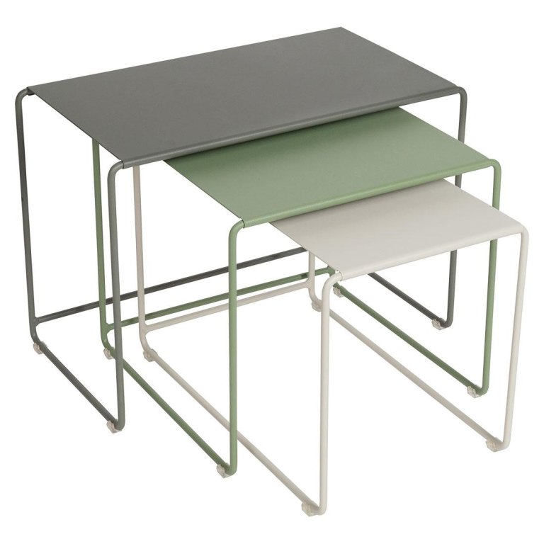 Fermob Oulala bijzettafel set van 3 Rosemary/Cactus/Clay Grey