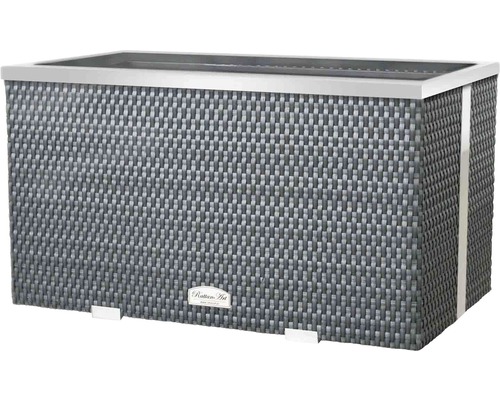 Polyrattan plantenbak 70x38x40 cm antraciet-aluminium