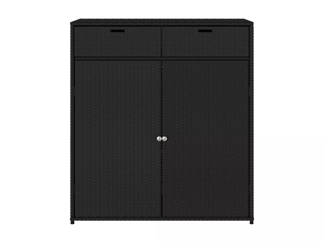 Armoire de rangement de jardin noir 105x55x113cm résine tressée