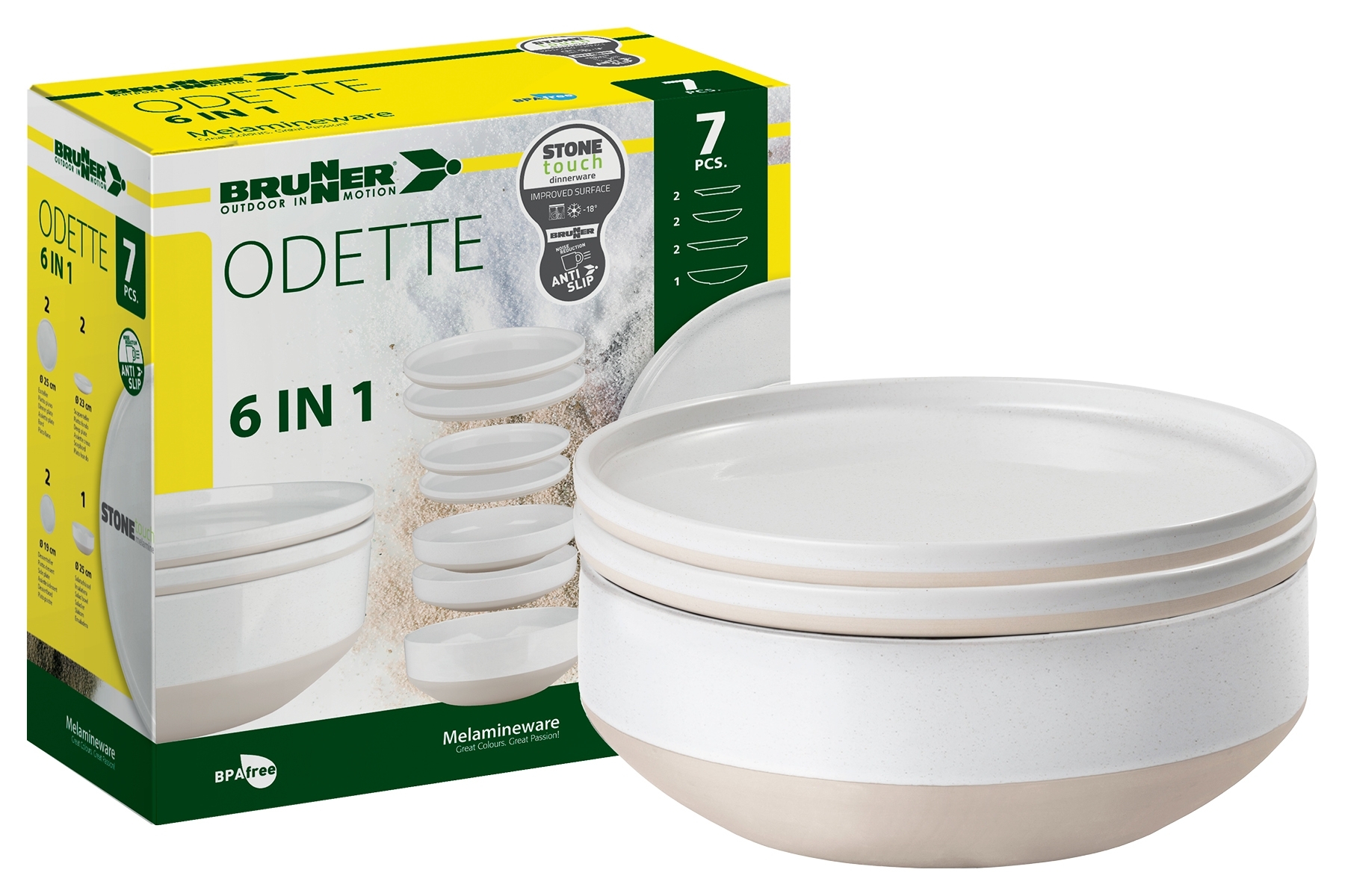 Melamin-Geschirr-Set Odette - 7-teilig - Für 2 Personen