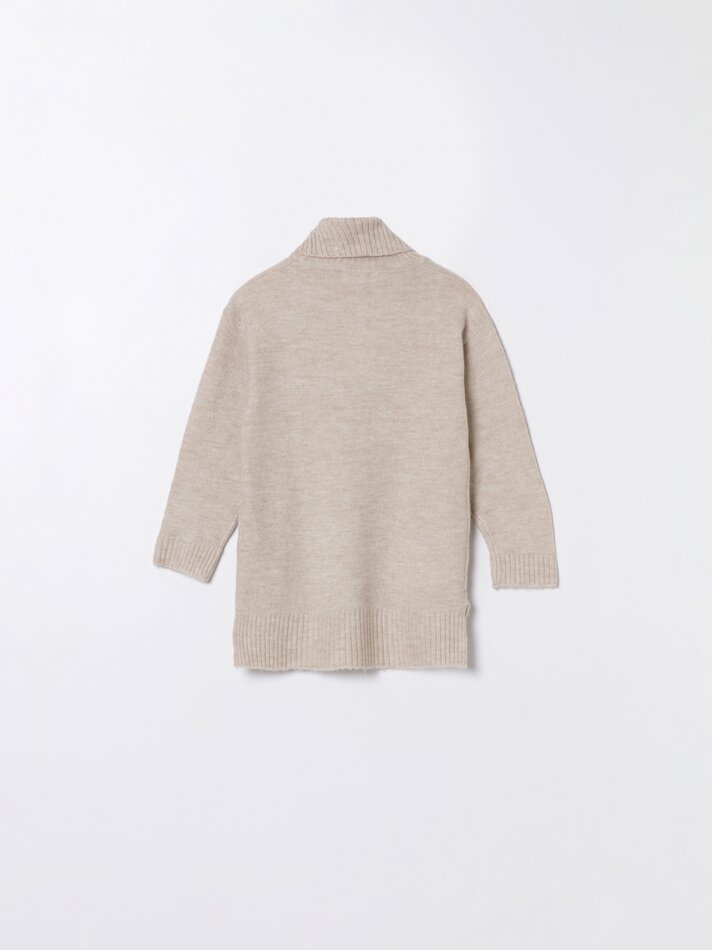 Vestido de malha com gola alta - Vigoré Sand