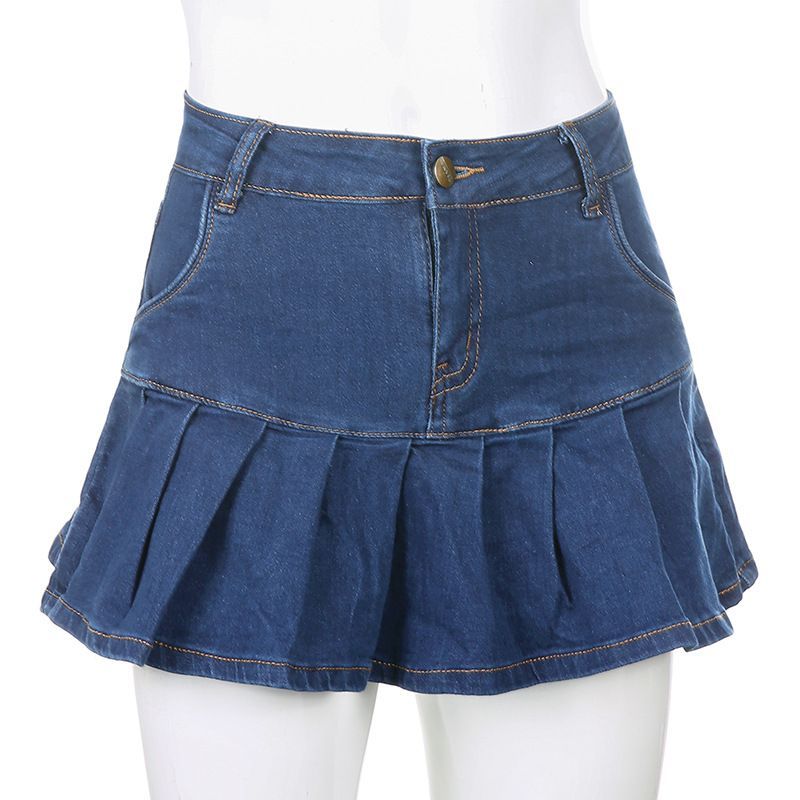 Cincine - Geplooide denim rok