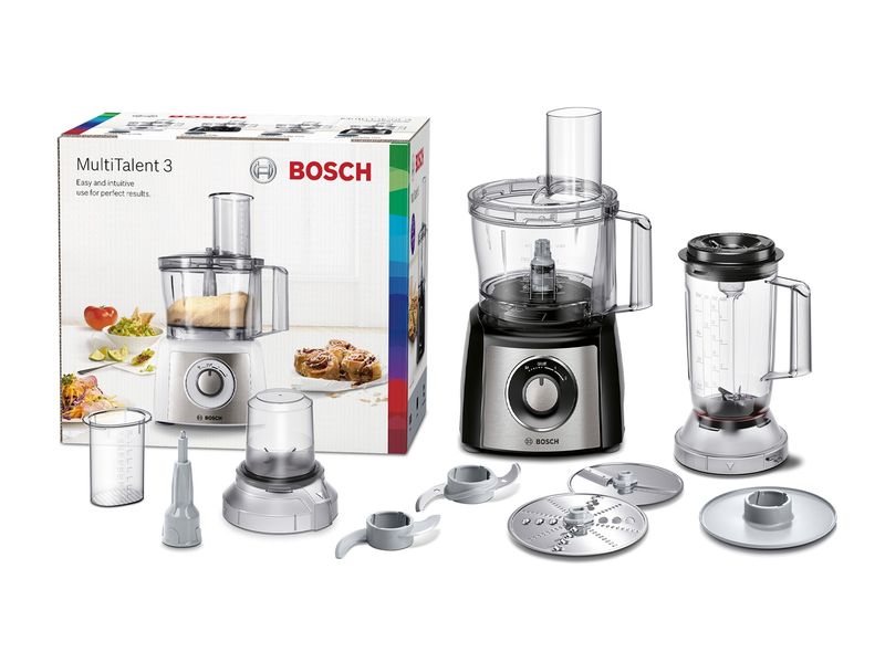 Bosch Küchenmaschine MultiTalent 3 MCM3501M Edelstahl/Schwa Der kompakte und vielseitige Küchenassistent