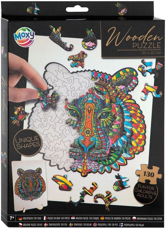 Moxy - Houten Puzzel Tijger - 130 Stukjes - Hout