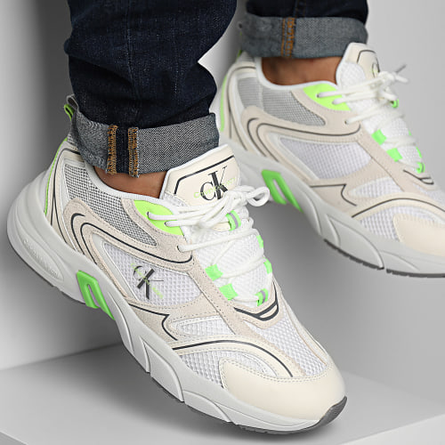 Baskets Retro Tennis 0589 Bright White Creamy White Lime