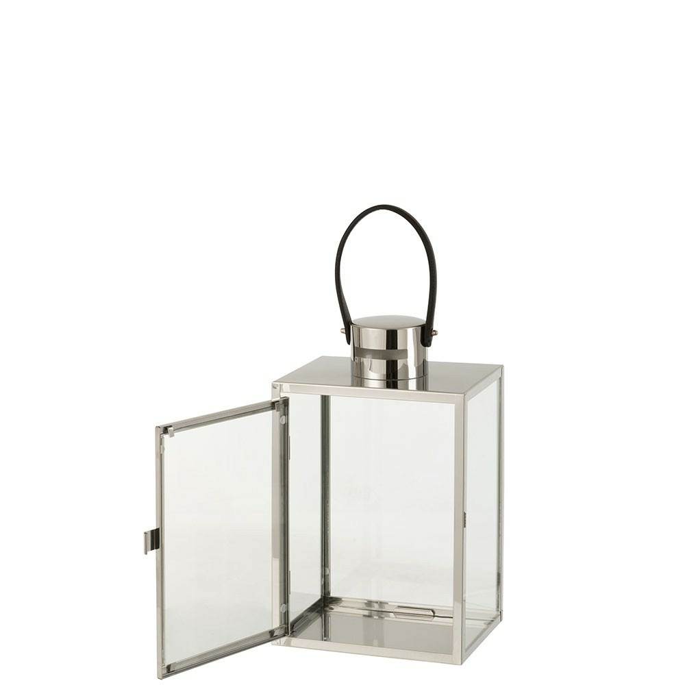 Lanterne rectangulaire metal/verre argent