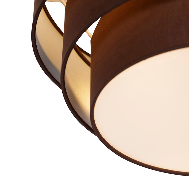 QAZQA Moderne plafondlamp bruin 45 cm 3-lichts - Drum Trio