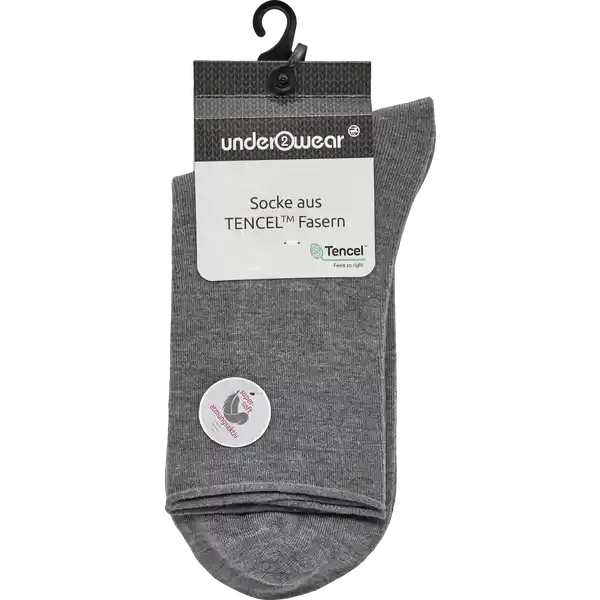 Under2wear Tencel Kurzschaftsocke mit Rollbund grau Melange 39 / 42