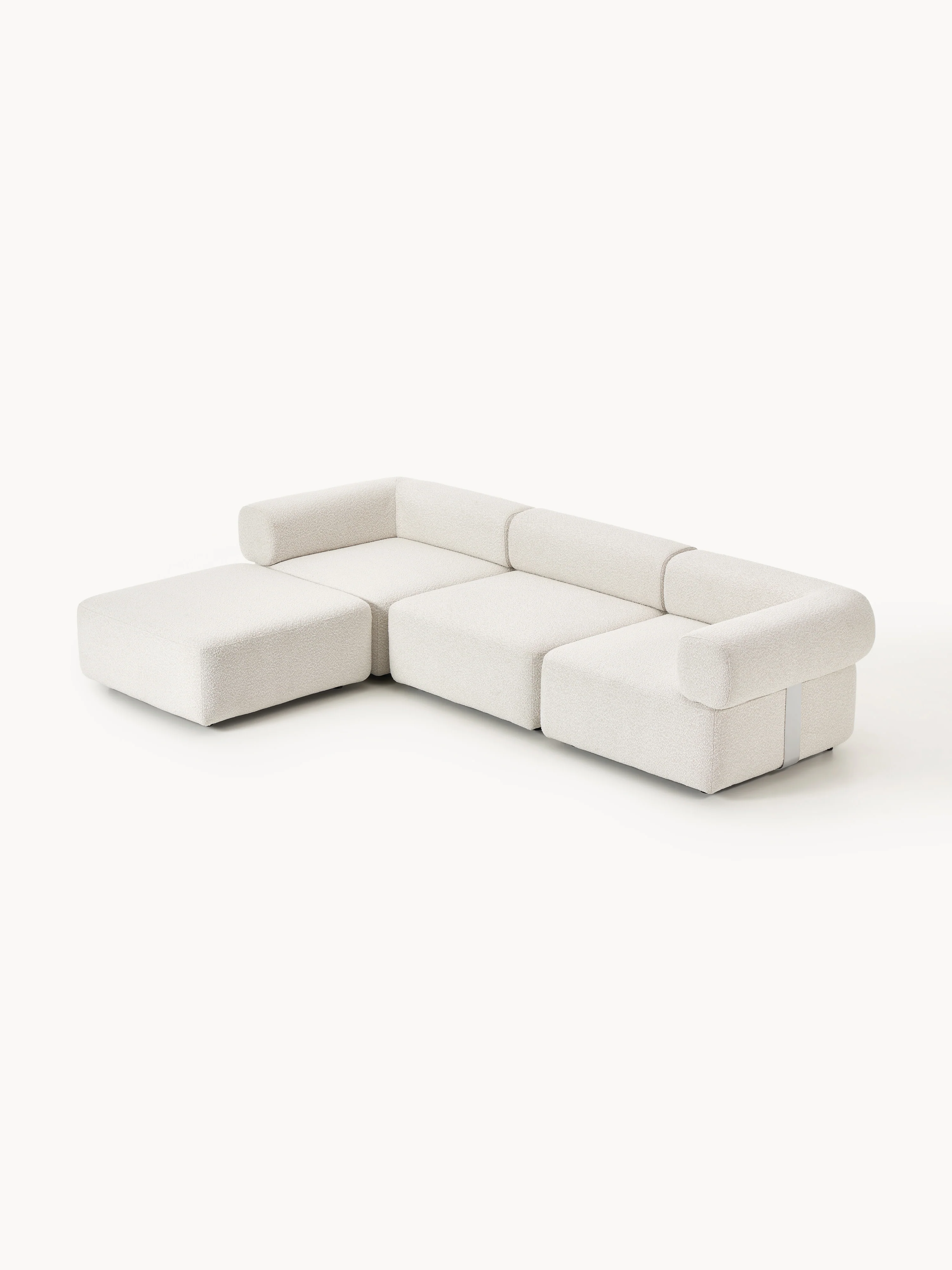 Modulaire bouclé bank Anton (4-zits) met poef (links/rechts)