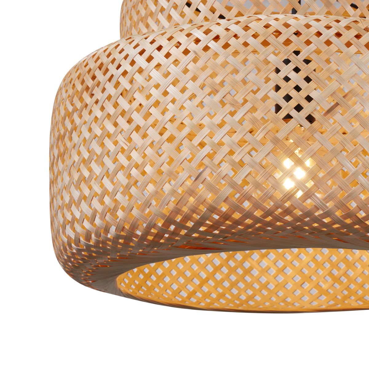 Japandi hanglamp zwart met bamboe 2-lichts - Kea