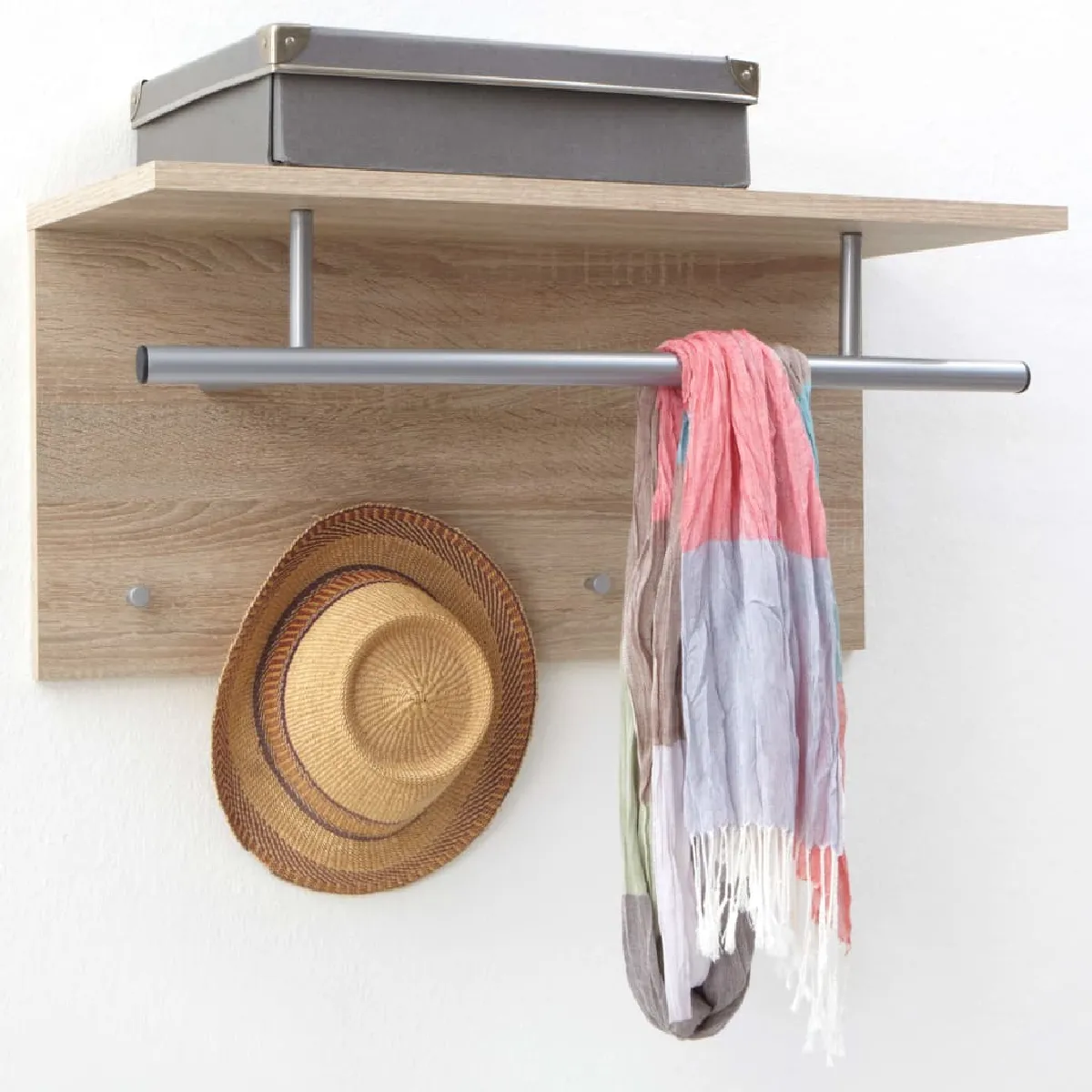 FMD Porte-manteau mural chêne