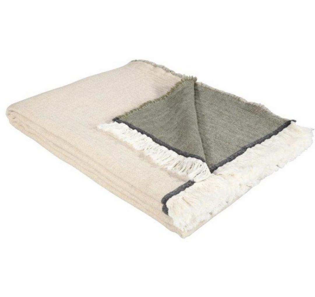 Decke Lily 140 x 200 cm, Beige-Salbei<br>Überwurfdecke in zweifarbiger Optik