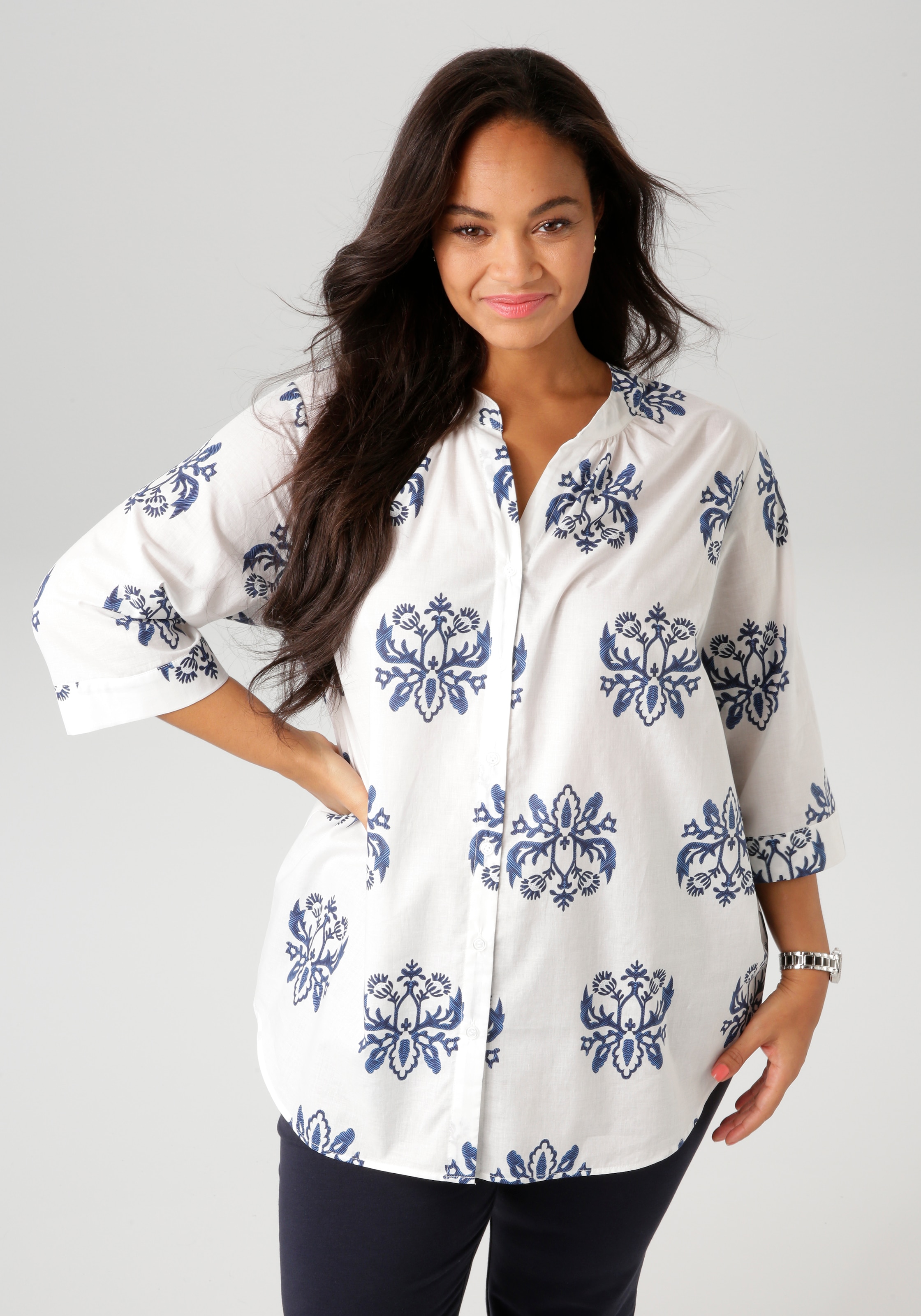 Aniston PLUS Longbluse , mit Ornamenten bedruckt - jedes Teil ein Unikat