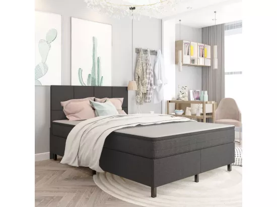 Sommier tapissier Gris foncé Tissu 160x200 cm