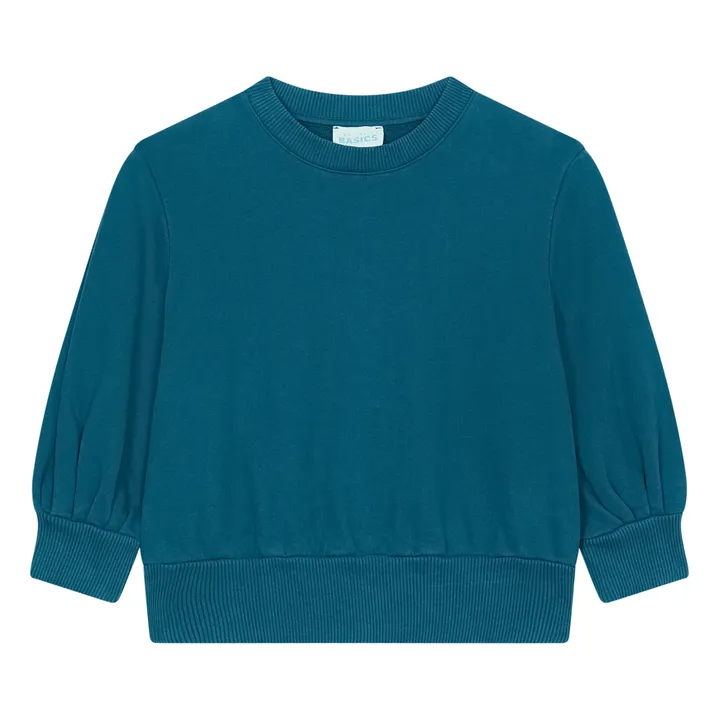 SMALLABLE BASICS Sweat Boxy Fille Molleton Bio | Vert canard