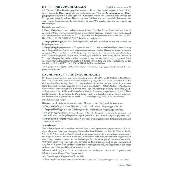 Zimmermann Verlag Grifftabelle Kontrabass