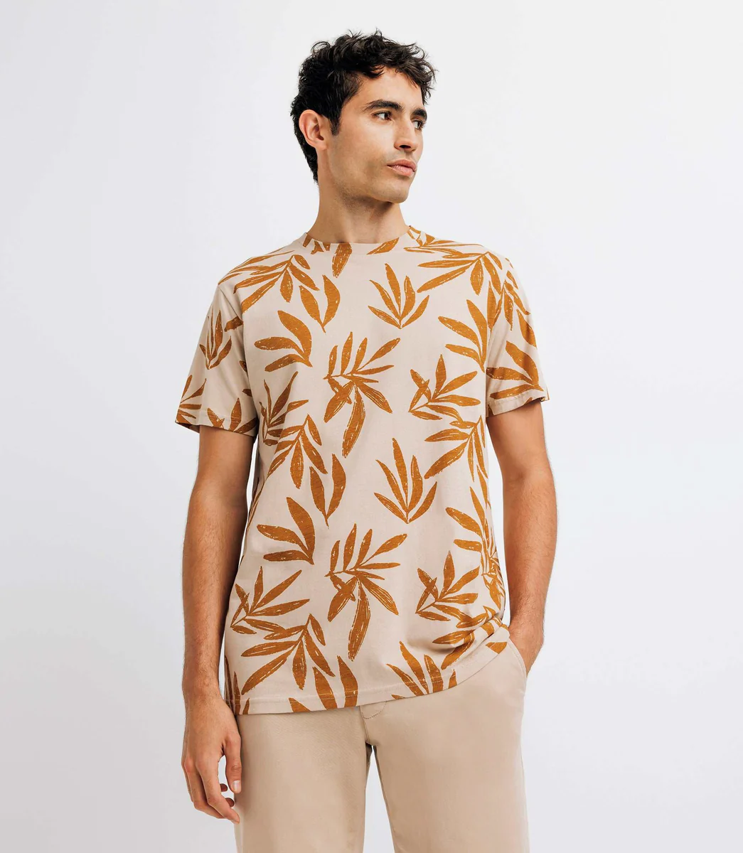 T-shirt à fleurs beige