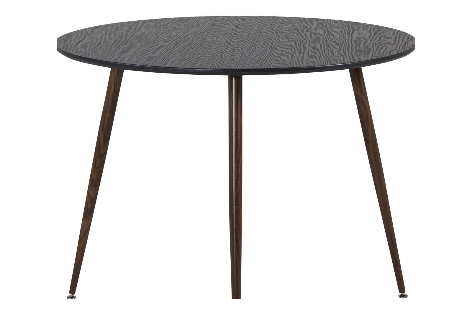 Plaza rundt spisebord Ø100 cm. Sort rundt spisebord i MDF med ben i valnøtt.