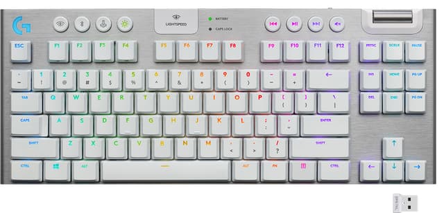 Logitech G915 Lightspeed tenkeyless trådløst gamingtastatur (hvid)