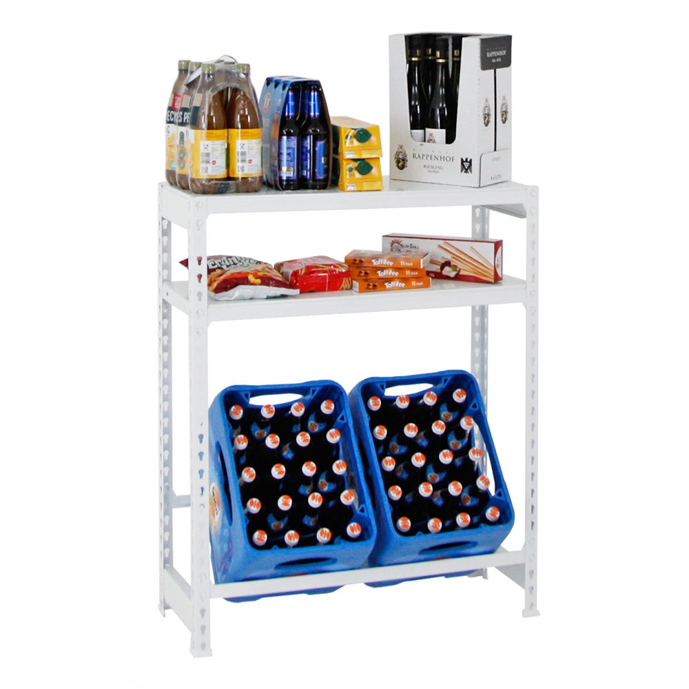 PROREGAL Drankkratplank, Camel-stijl, met opbergruimte, HxBxD 100 x 80 x 30 cm, Wit