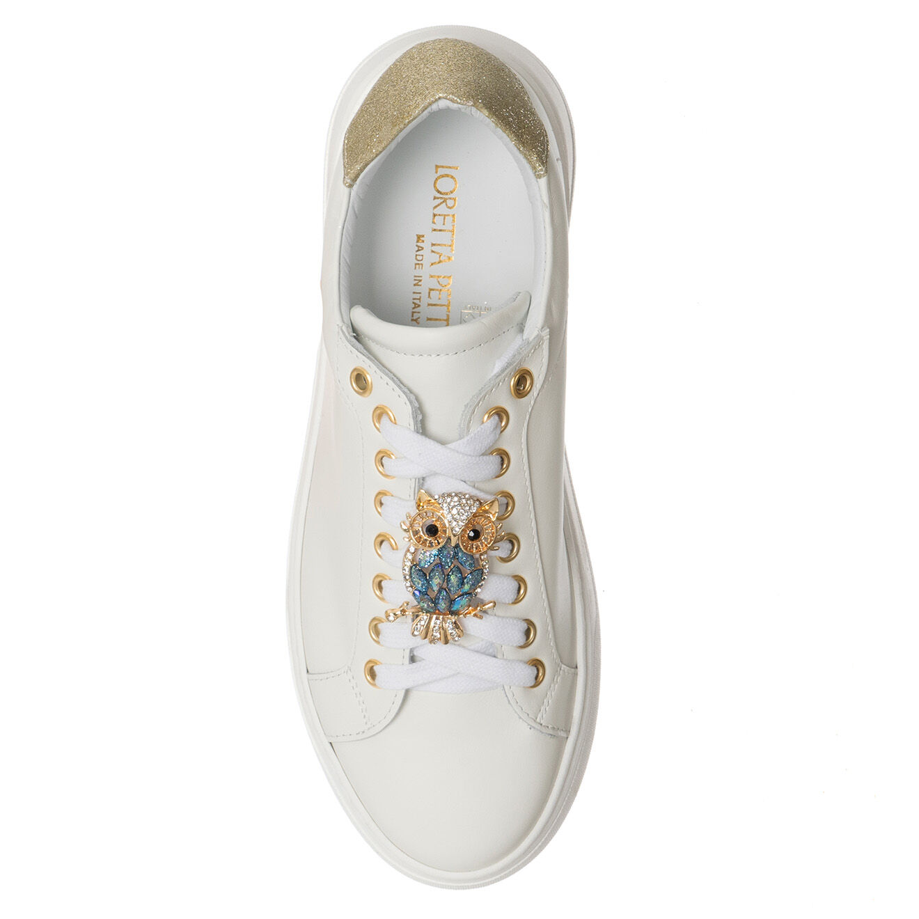 Loretta Pettinari Sneakers en Cuir Gufo blanc/doré
