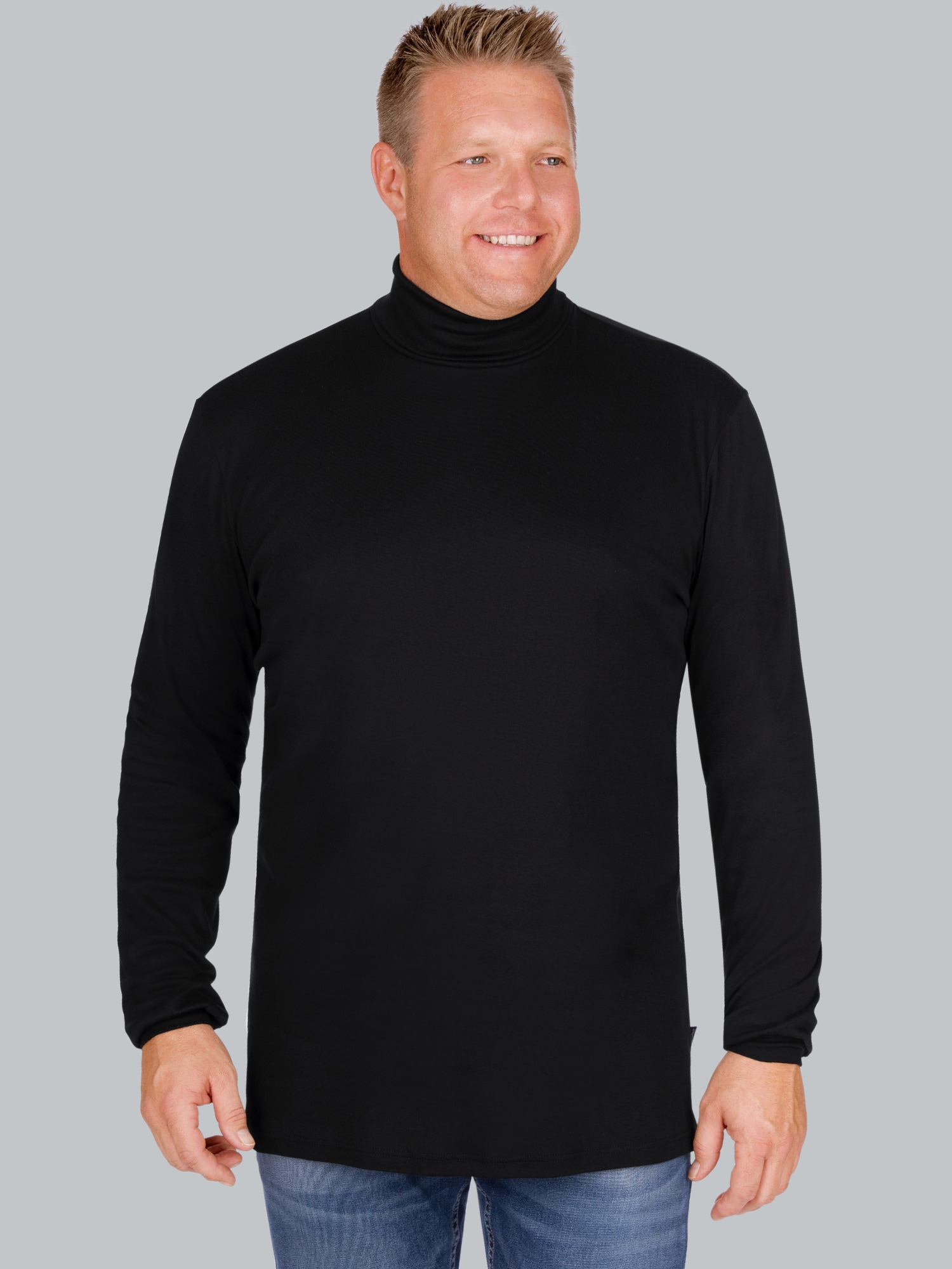 Langarm Ski/Sportrollkragenpullover Schwarz