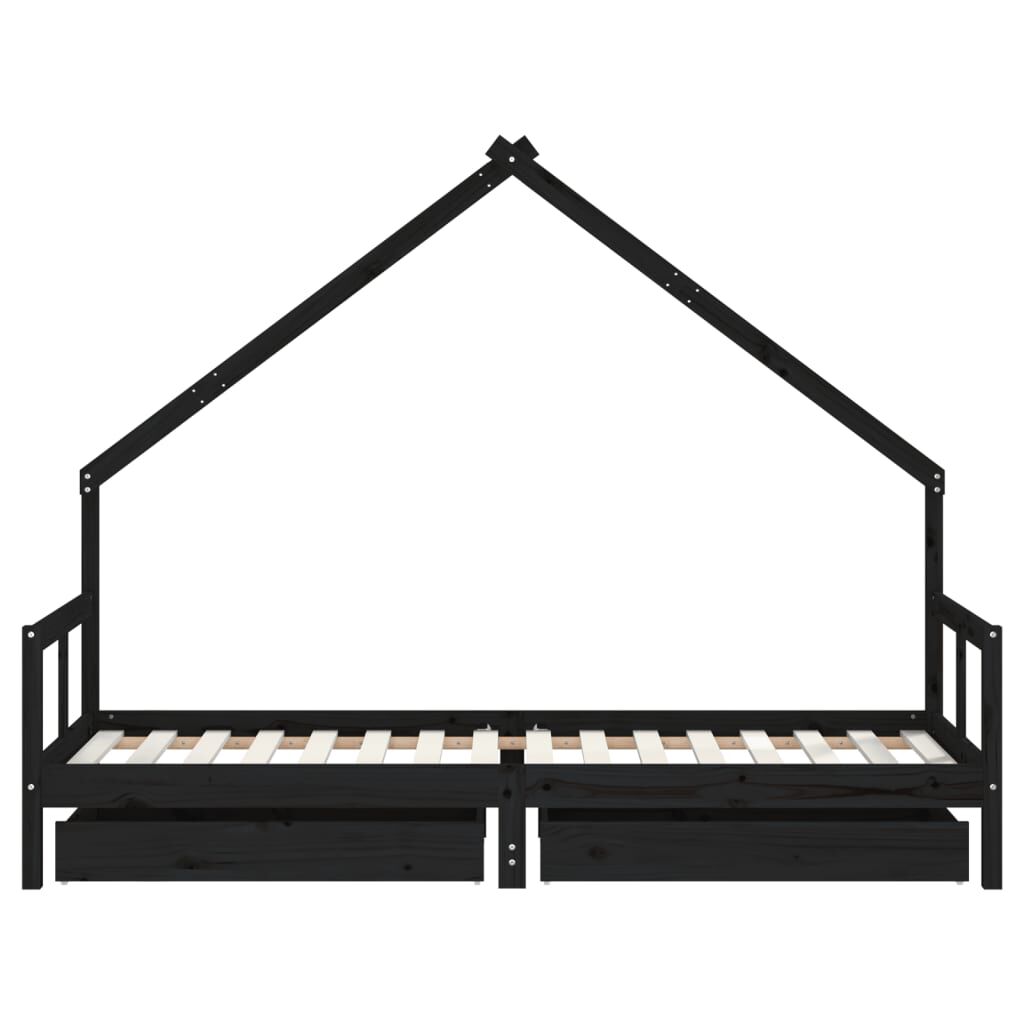 vidaXL Kinderbedframe met lades zwart 80x200 cm grenen
