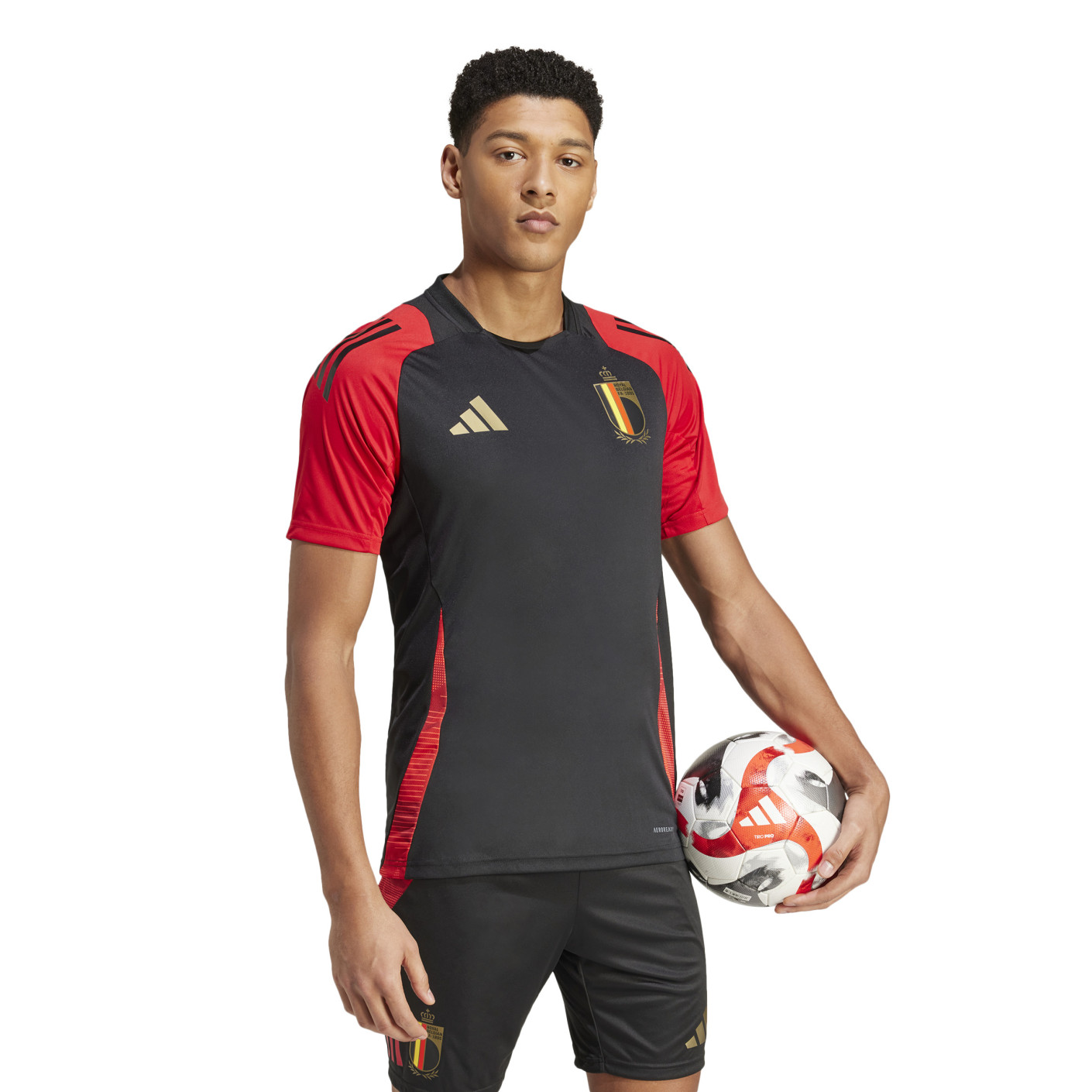 Adidas België Trainingsshirt 2024-2026 Zwart Rood Goud