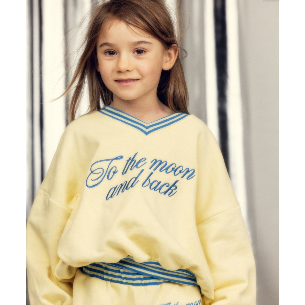 Køb Mini Rodini Yellow To The Moon Emb Sweatshirt