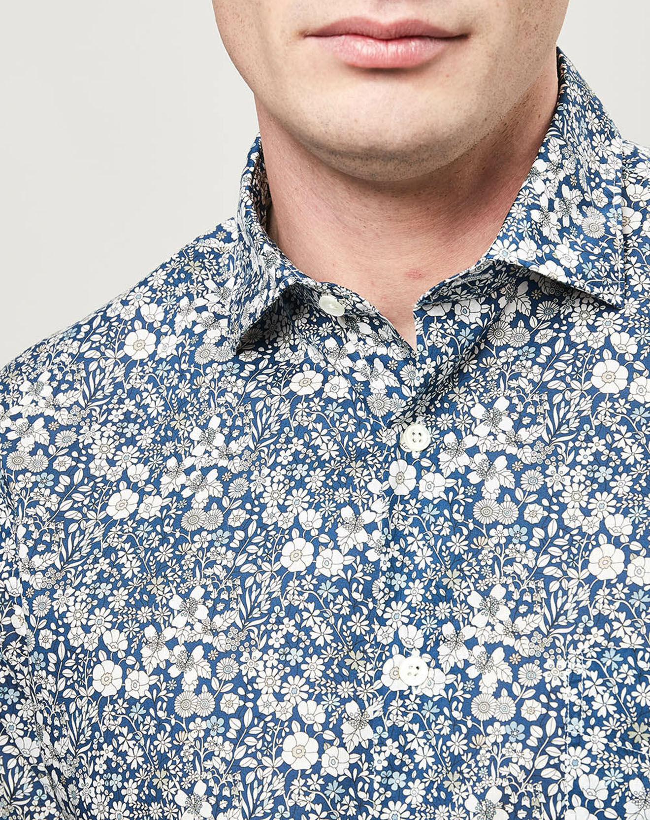 Hartford Chemise regular Penn imprimé floral bleu/blanc