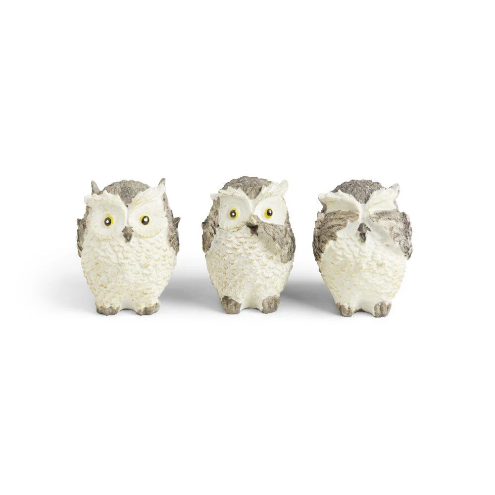 Statuettes 3 hiboux de la sagesse H8,5cm